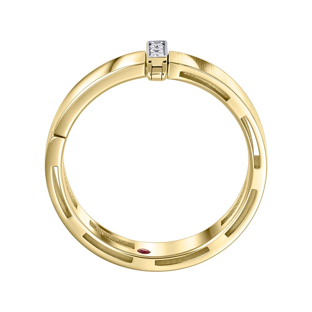 Кольцо из желтого золота с бриллиантами и рубином 9311052Б