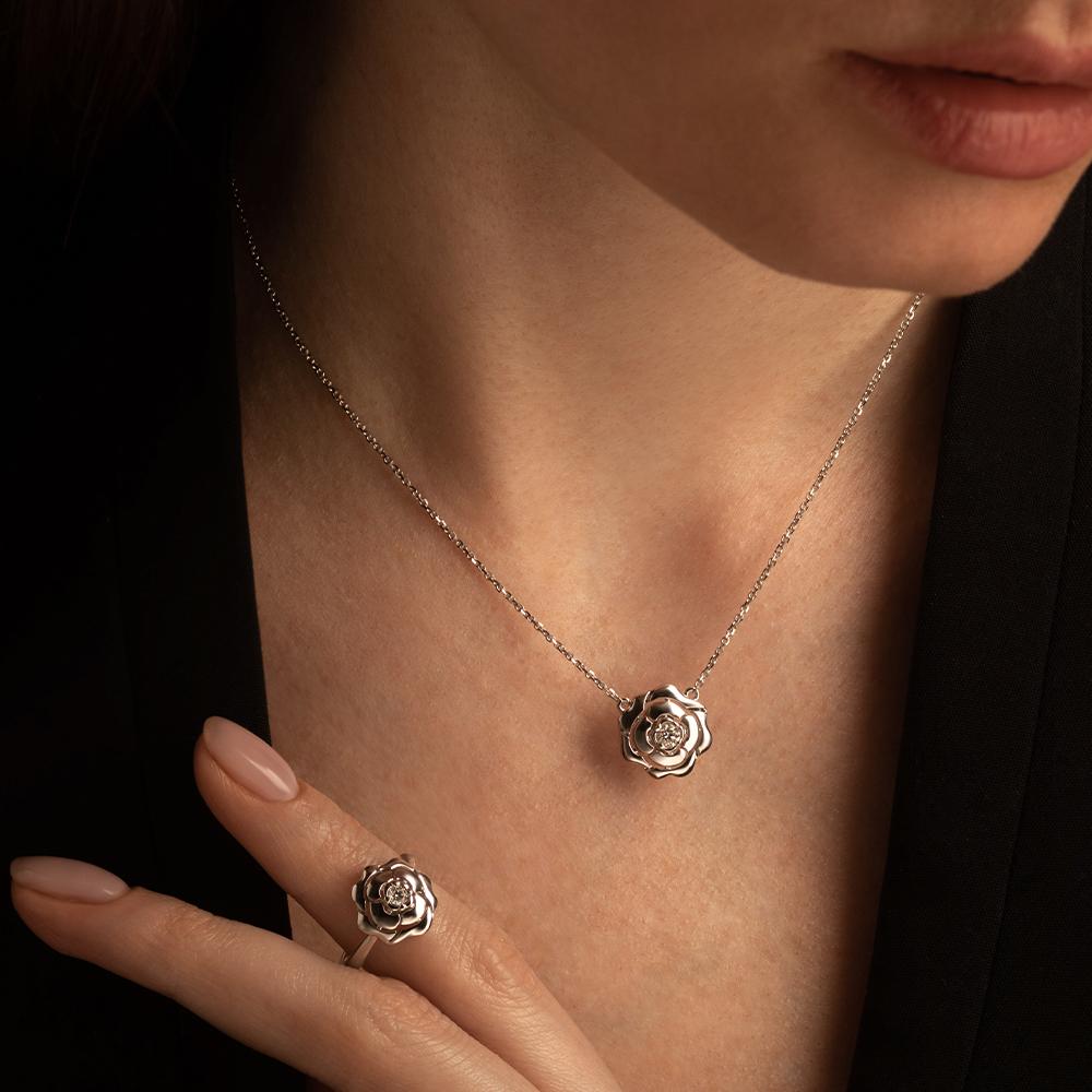 Колье белое золото 585 пробы с бриллиантами 927663Б