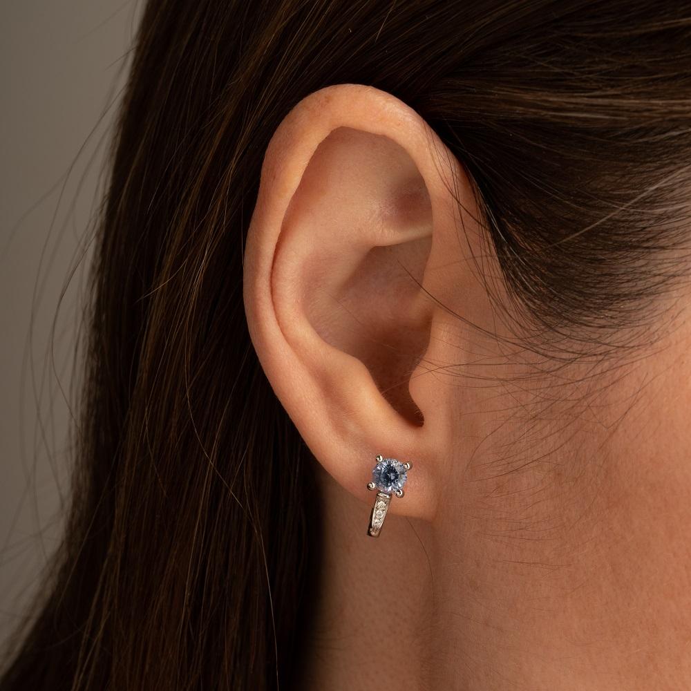 Серьги из белого золота 585 пробы с сапфирами 922734С