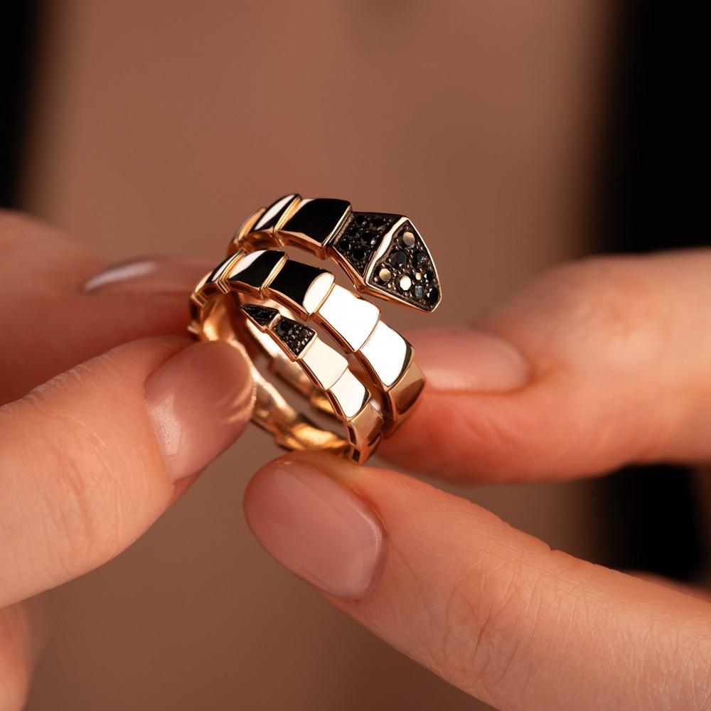 Кольцо с черными бриллиантами 911598ЧБ