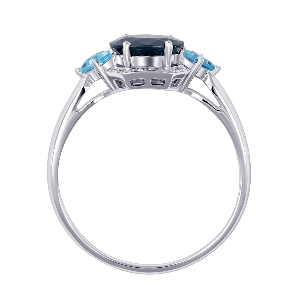 Кольцо из белого золота с топазами и сапфиром 9211039С