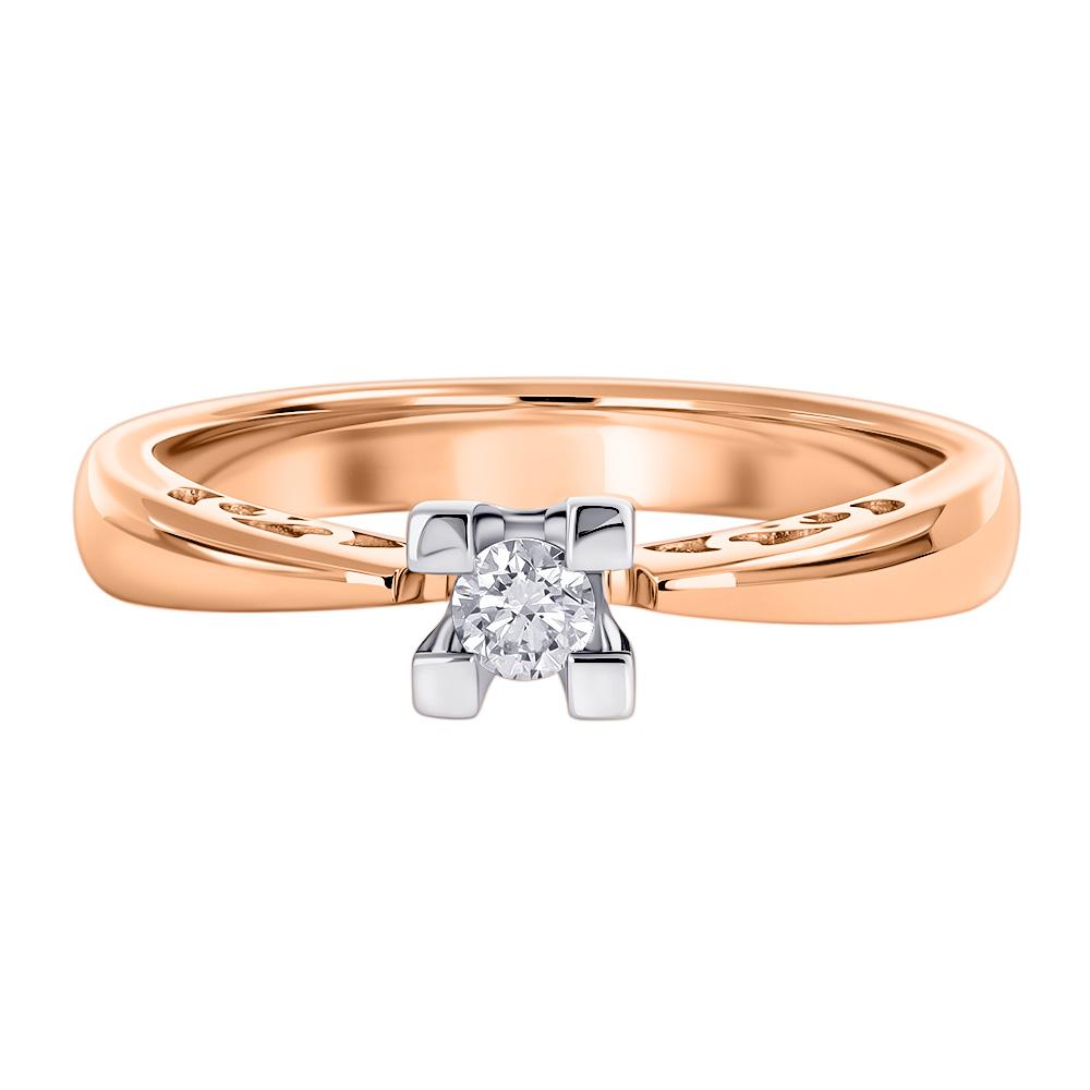 Кольцо из красного золота с бриллиантом 911890Б