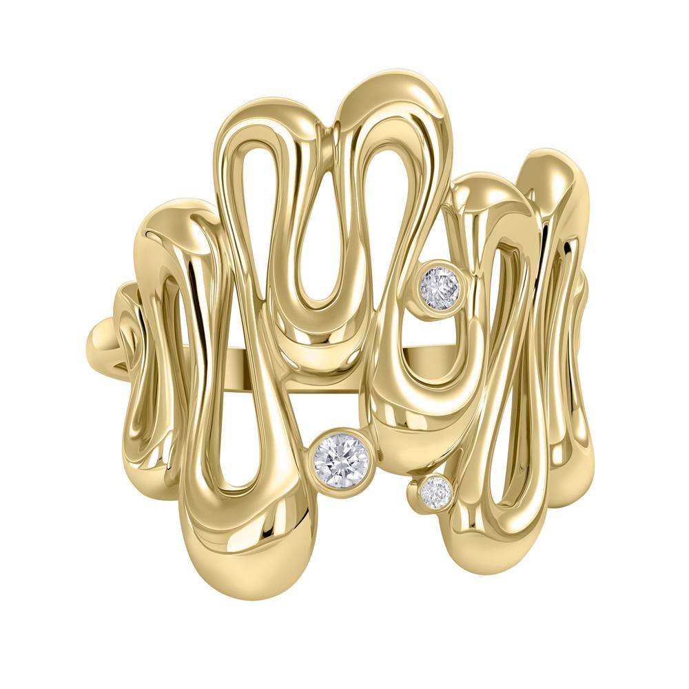 Кольцо из желтого золота с бриллиантами 9311075Б