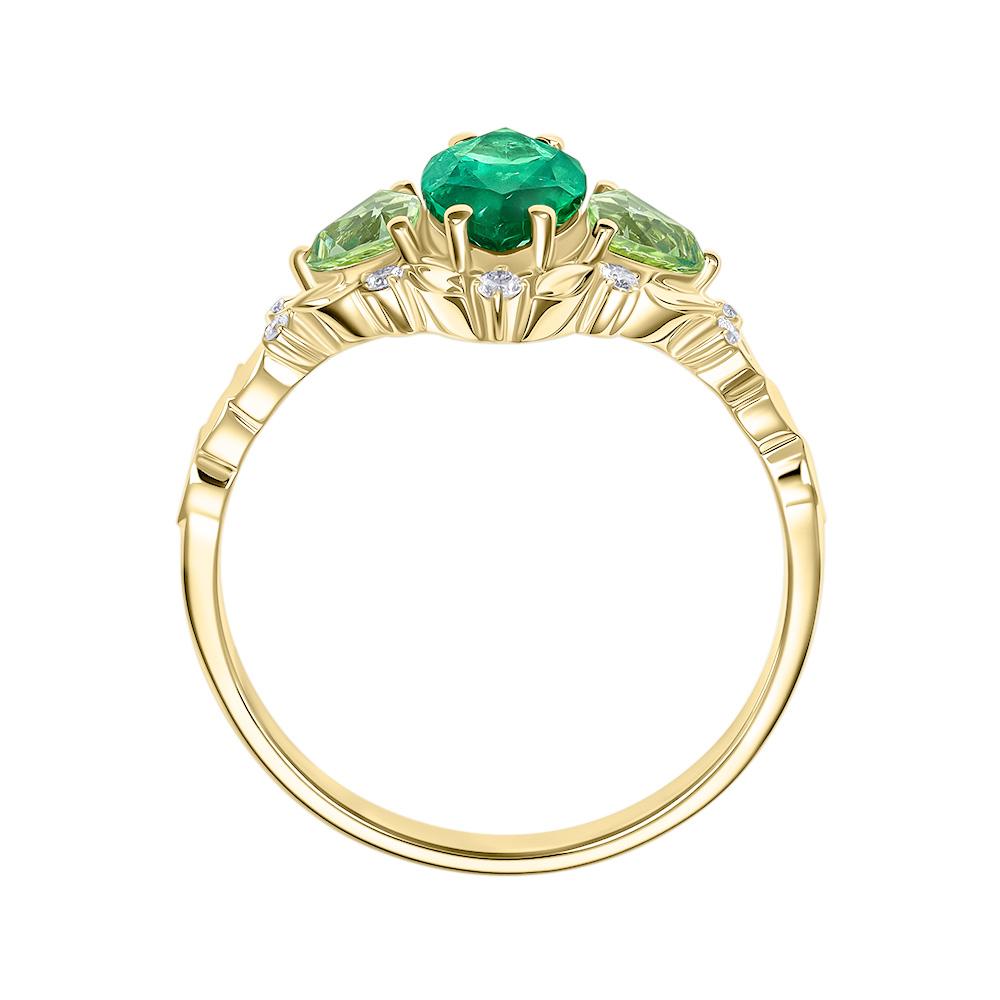 Кольцо из желтого золота с бриллиантами и изумрудом 9311105К
