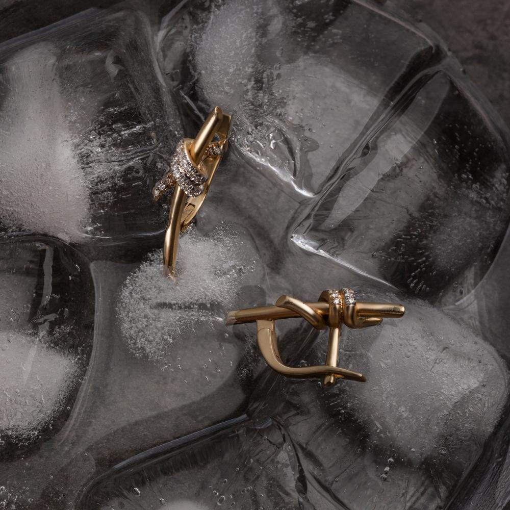 Серьги из желтого золота 585 пробы с бриллиантами 932762Б