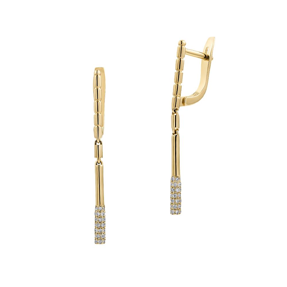 Серьги из желтого золота 585 пробы с бриллиантами 932802Б