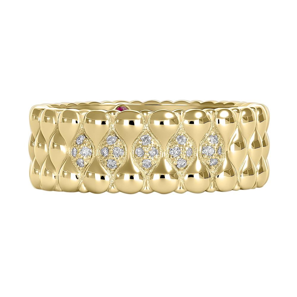 Кольцо из желтого золота с бриллиантами и рубином 9311098Б