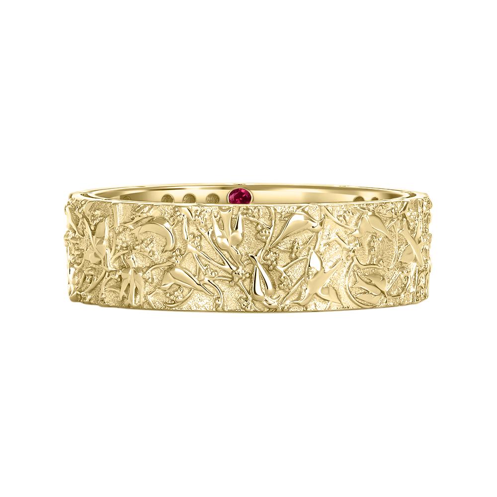 Кольцо из желтого золота с бриллиантами и рубином 9311121Б