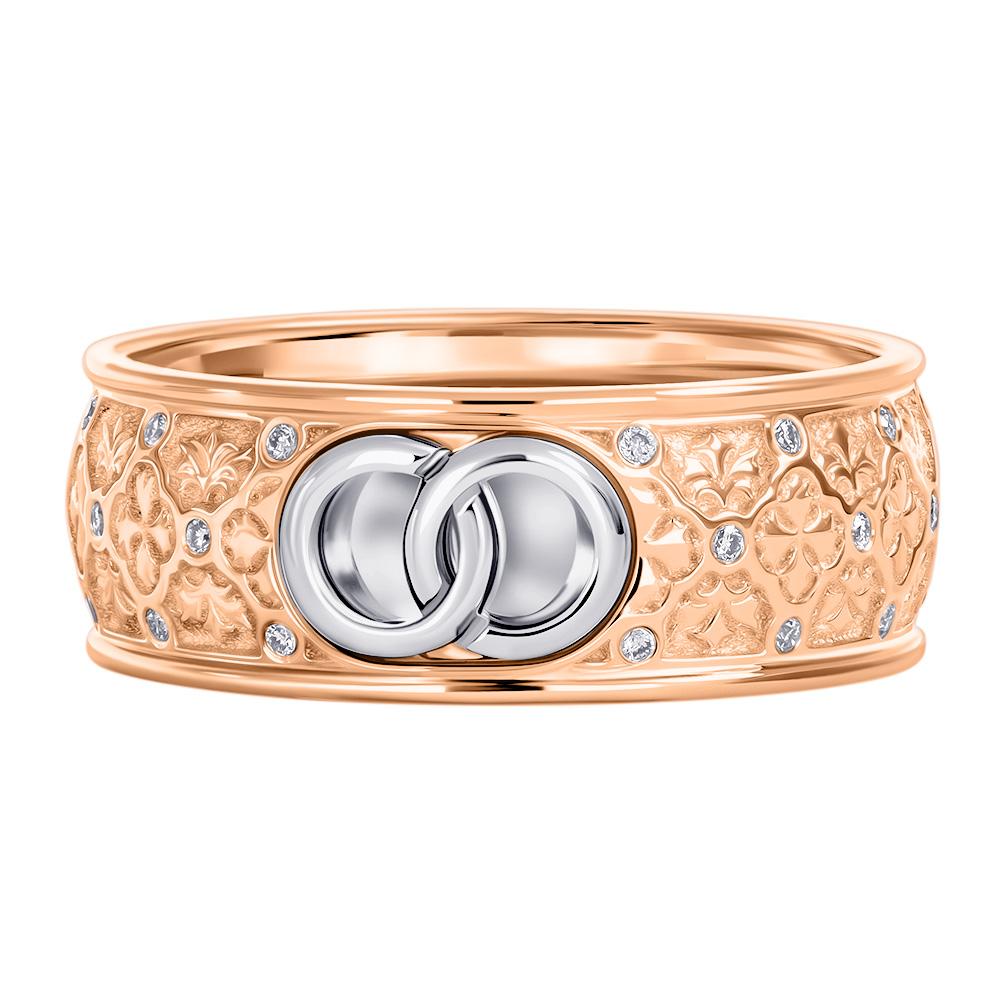 Кольцо из красного и белого золота с бриллиантами 911953Б