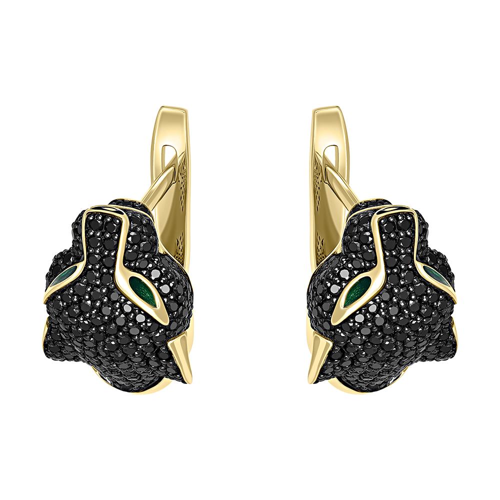 Серьги из золота с черными бриллиантами 932898ЧБ