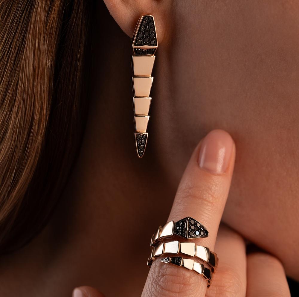 Серьги из красного золота с черными бриллиантами 912598-2ЧБ