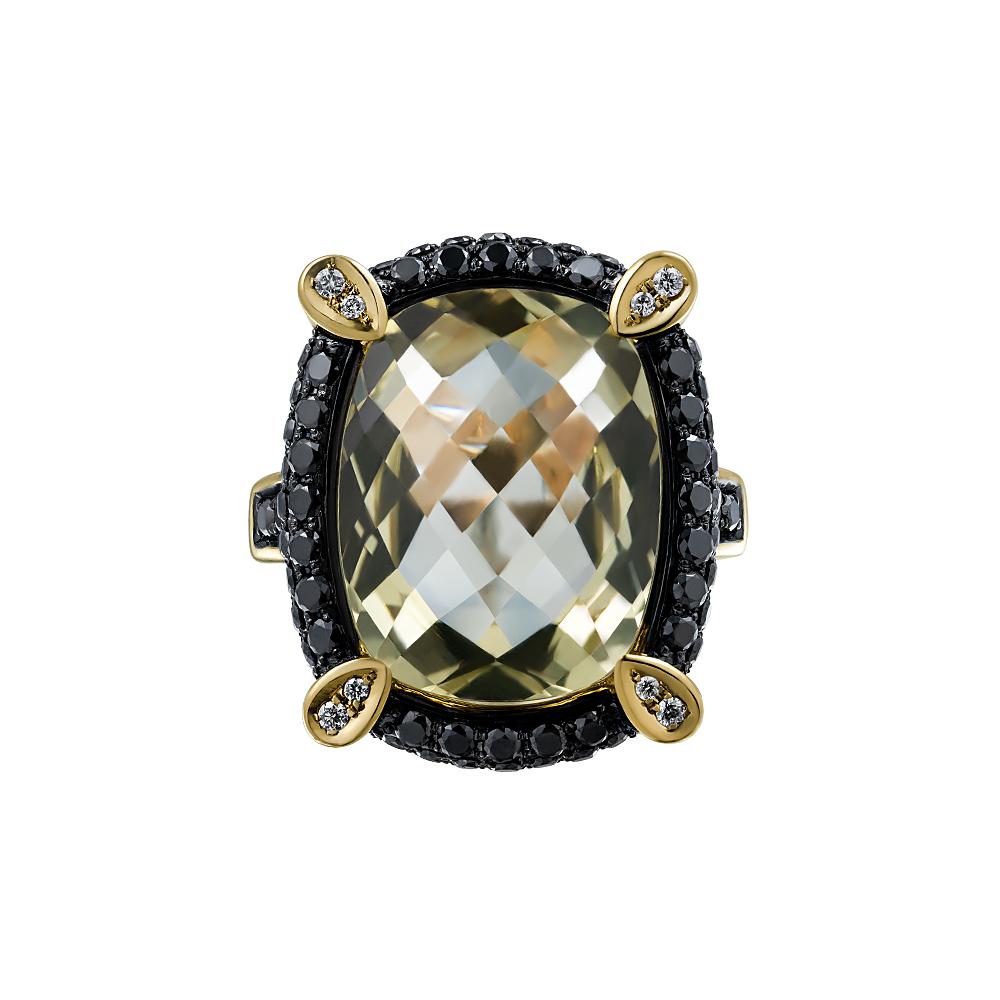 Кольцо из желтого золота с кварцем 931842К